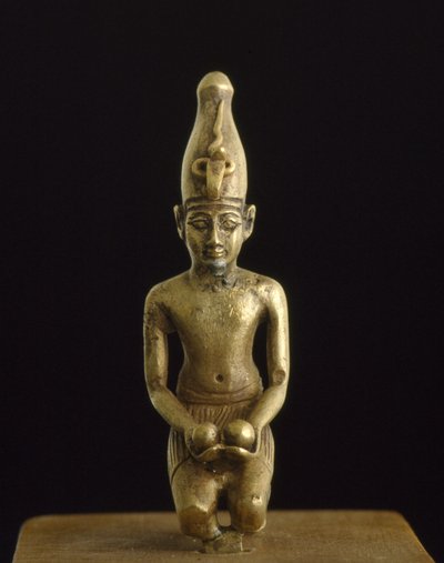 Statuette of King in the White Crown Offering Two Wine Bowls by Egyptian 19th Dynasty